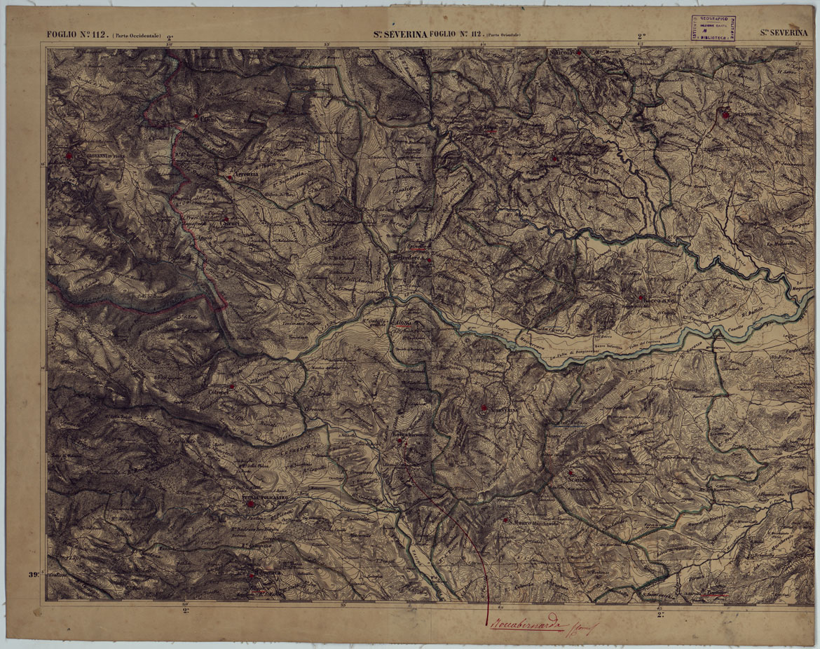 (N:17950) CARTA D'ITALIA - FOGLIO 112 S.TA SEVERINA - 113 COTRONE. (CA008652, CA008653) Carte e stampe antiche: riproduzione a colori su carta (formato A1)