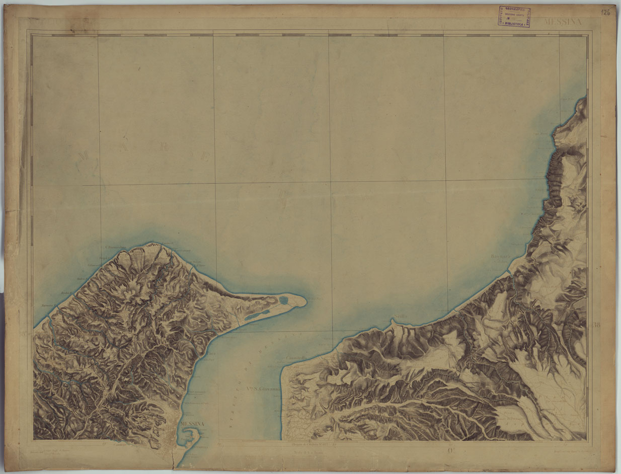 (N:17958) CARTA D'ITALIA - FOGLIO 126 MESSINA. (CA008663) Carte e stampe antiche: riproduzione a colori su carta (formato A1)