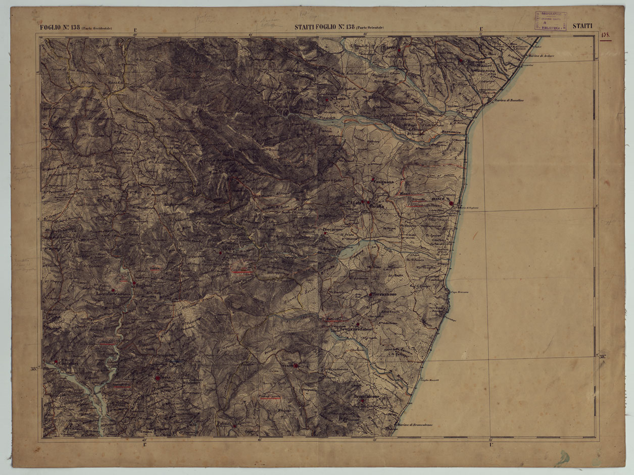 (N:17962) CARTA D'ITALIA - FOGLIO 138 STAITI.
 (CA008667) Carte e stampe antiche: riproduzione a colori su carta (formato A1)