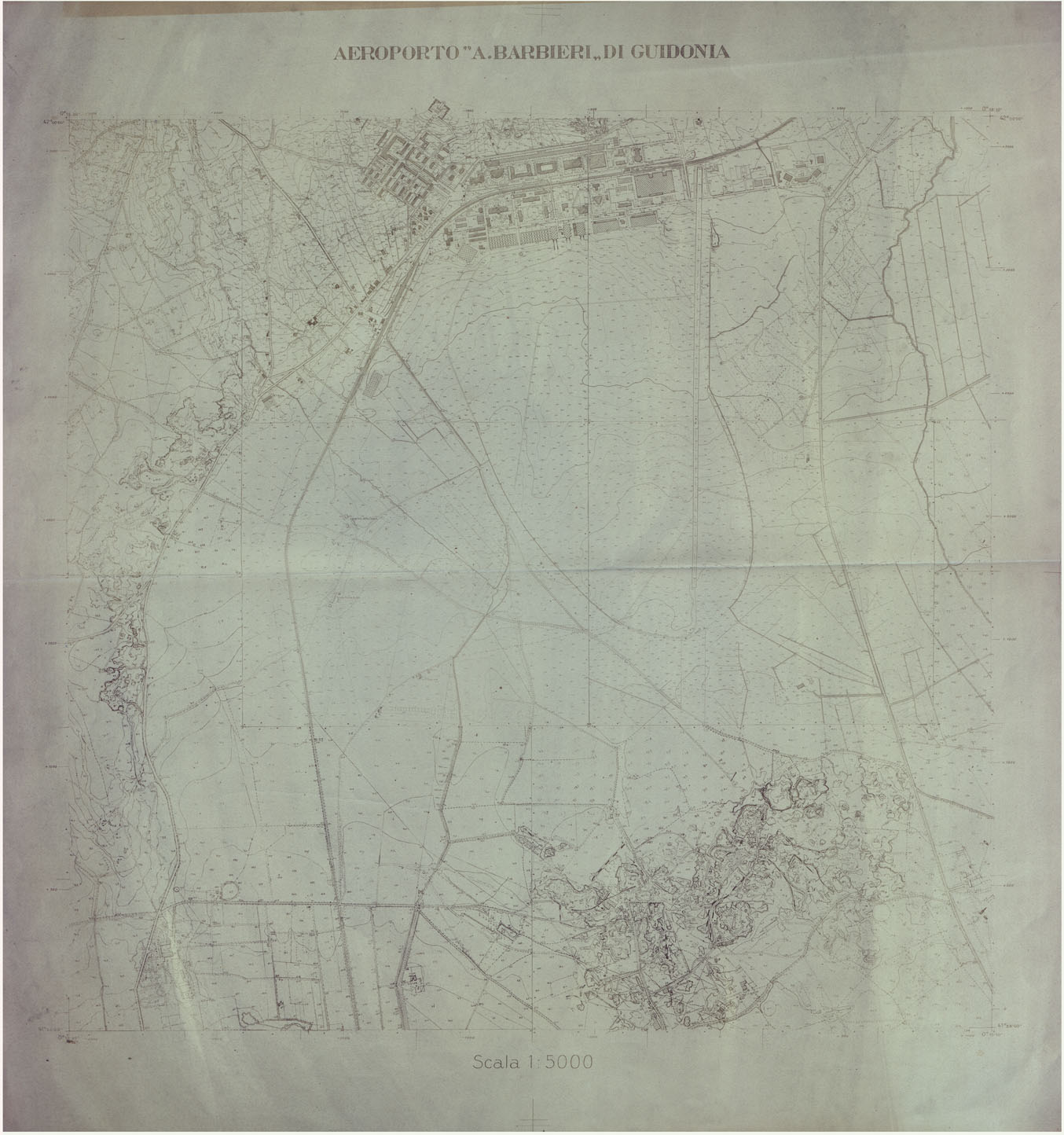 (N:25596) AEREOPORTO DI GUIDONIA. (CA008758) Carte e stampe antiche: riproduzione a colori su carta (formato A1)