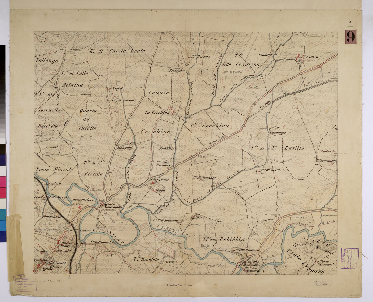 (N:25601) ROMA E DINTORNI - FOGLIO 3. (CA008800) Carte e stampe antiche: riproduzione a colori su carta (formato A1)