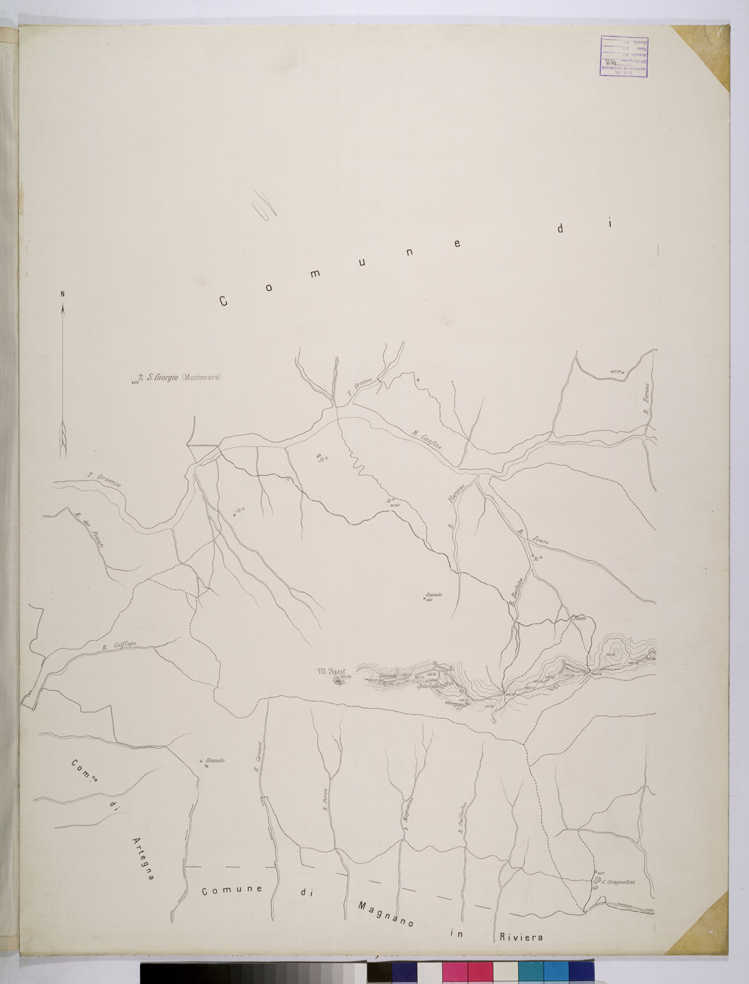 (N:25725) TERRENI ALLE DIPENDENZE DEL MONTE FAEIT. (CA008924) Carte e stampe antiche: riproduzione a colori su carta (formato A1)