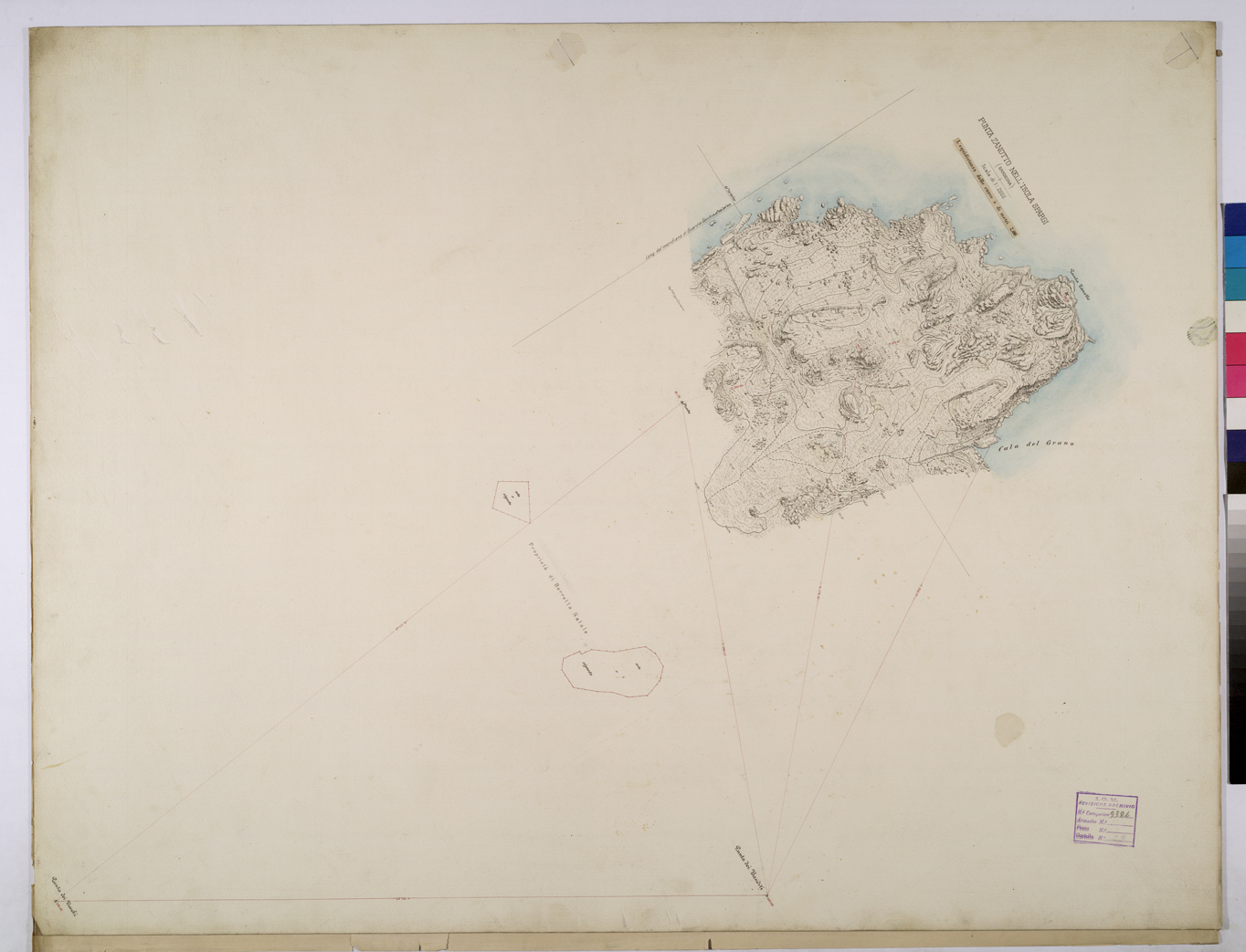 (N:25784) PUNTA ZANOTTO NELL'ISOLA SPARGI. (CA008984) Carte e stampe antiche: riproduzione a colori su carta (formato A1)