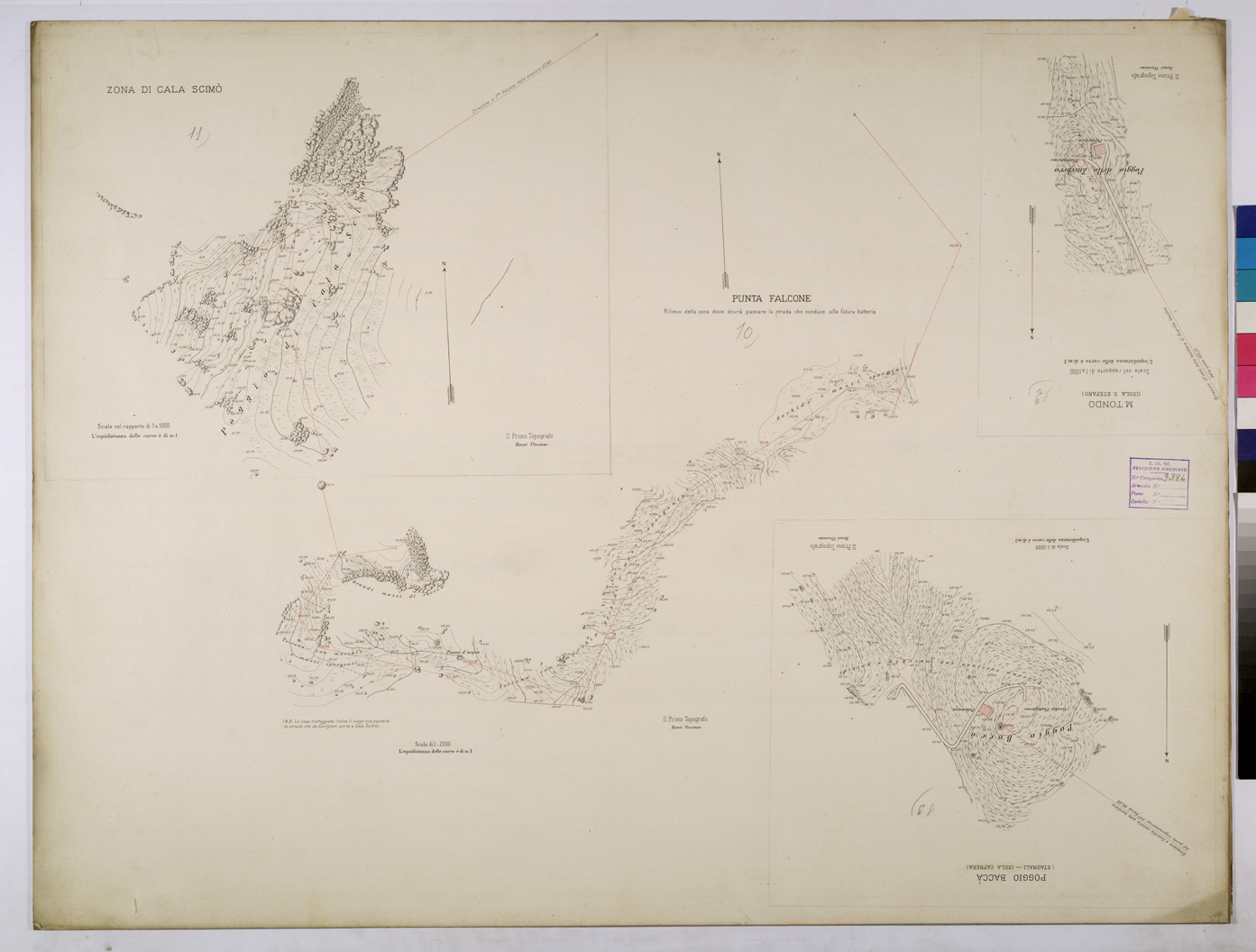 (N:25788) ZONA DI CALA SCIMO'- M. TONDO - POGGIO BACCA'- PUNTA FALCONE. (CA008988) Carte e stampe antiche: riproduzione a colori su carta (formato A1)