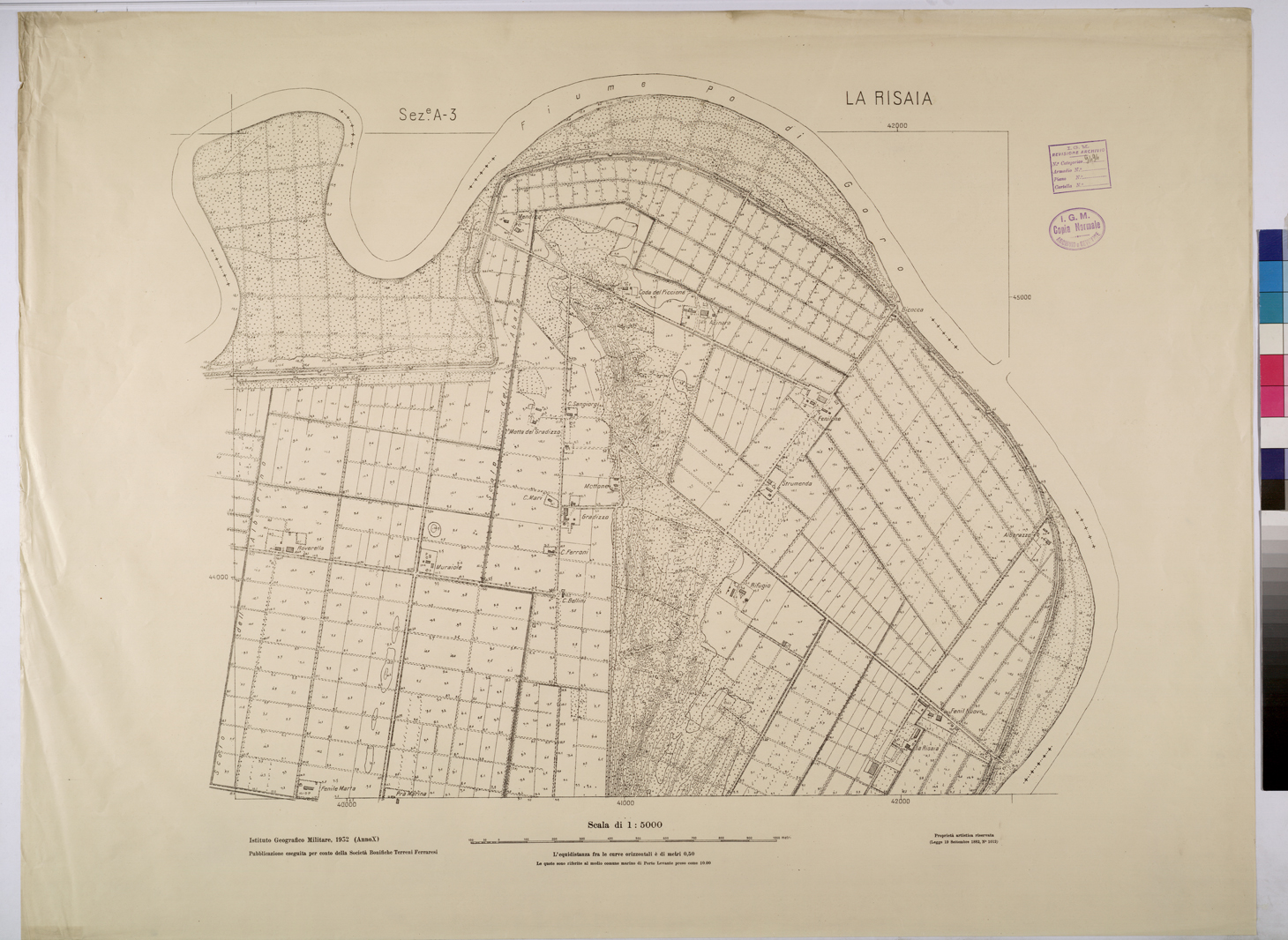 (N:25800) LA RISAIA - SEZIONE A3. (CA008999) Carte e stampe antiche: riproduzione a colori su carta (formato A1)