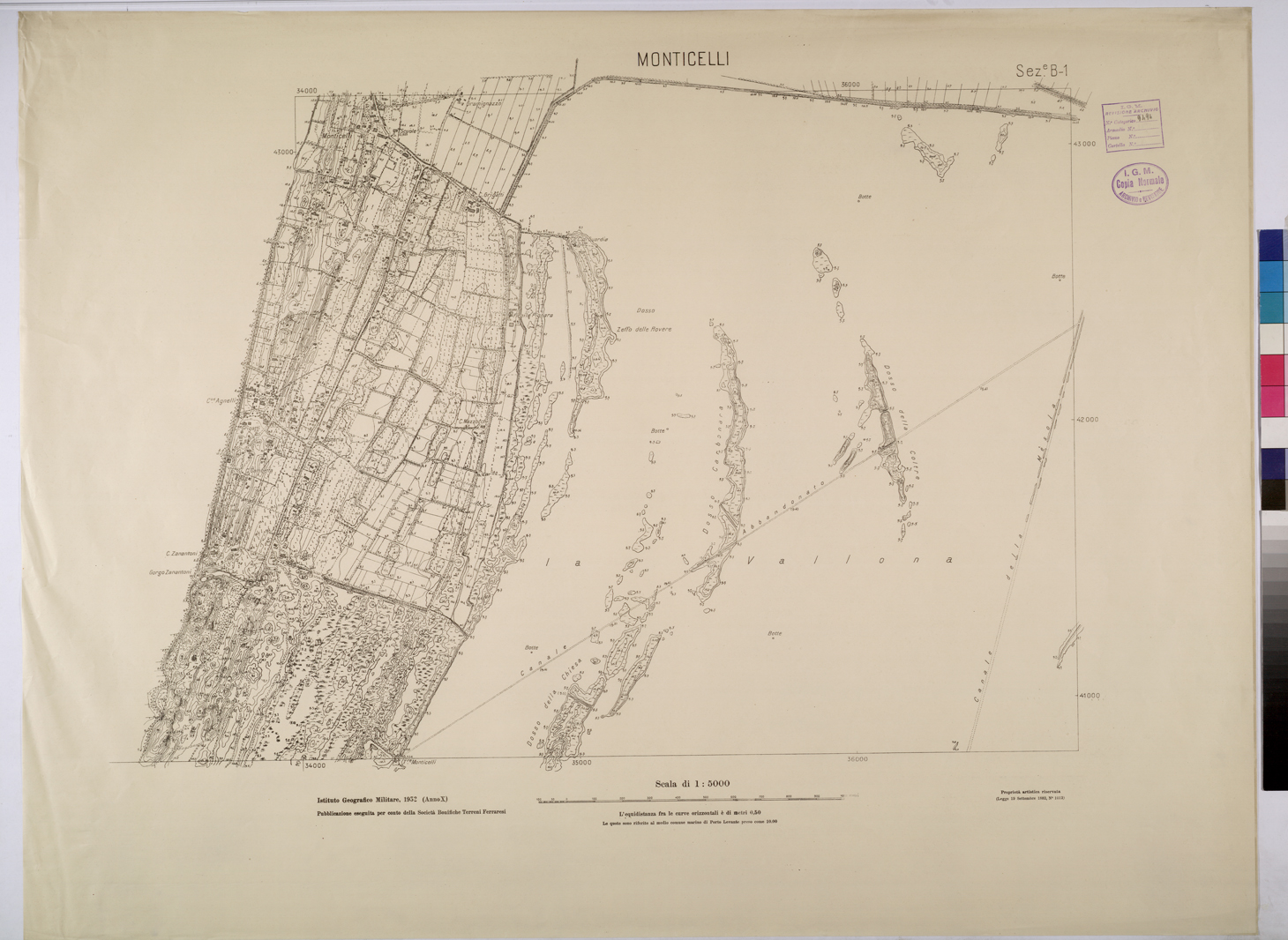 (N:25801) MONTICELLI - SEZIONE B1. (CA009000) Carte e stampe antiche: riproduzione a colori su carta (formato A1)