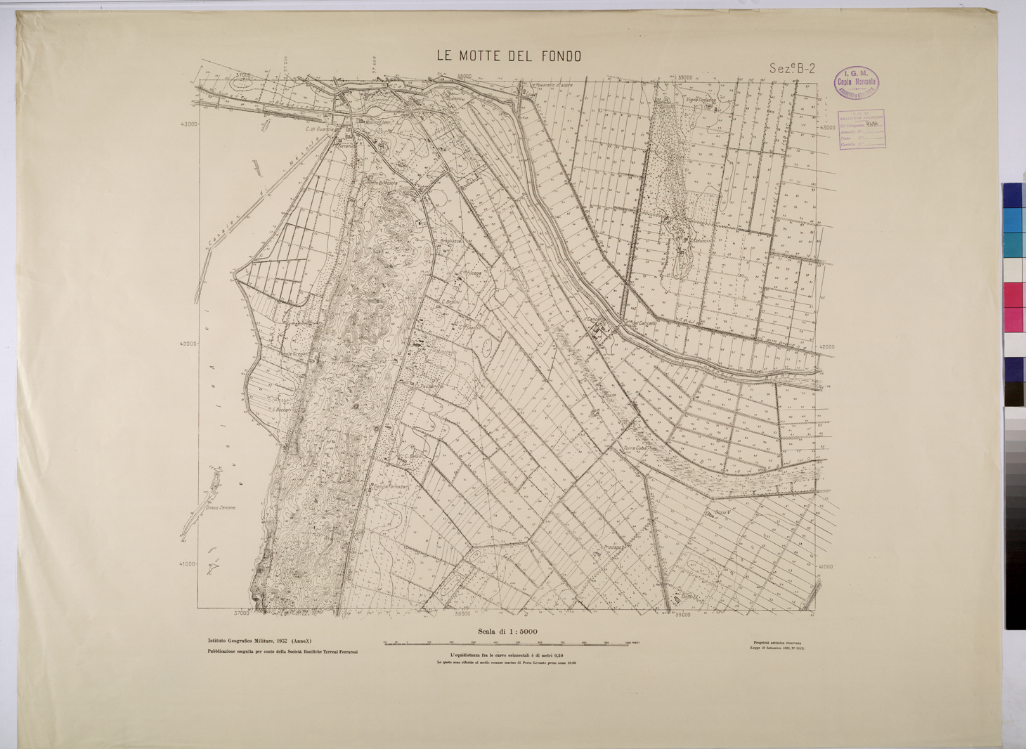 (N:25802) LE MOTTE DEL FONDI - SEZIONE B-2. (CA009001) Carte e stampe antiche: riproduzione a colori su carta (formato A1)