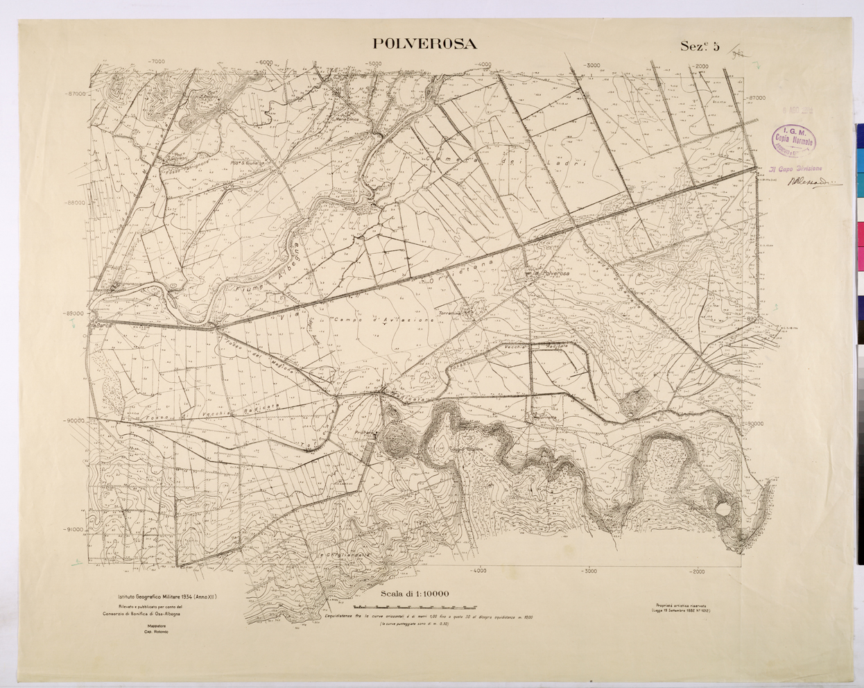 (N:25840) POLVEROSA - SEZIONE 5. (CA009039) Carte e stampe antiche: riproduzione a colori su carta (formato A1)