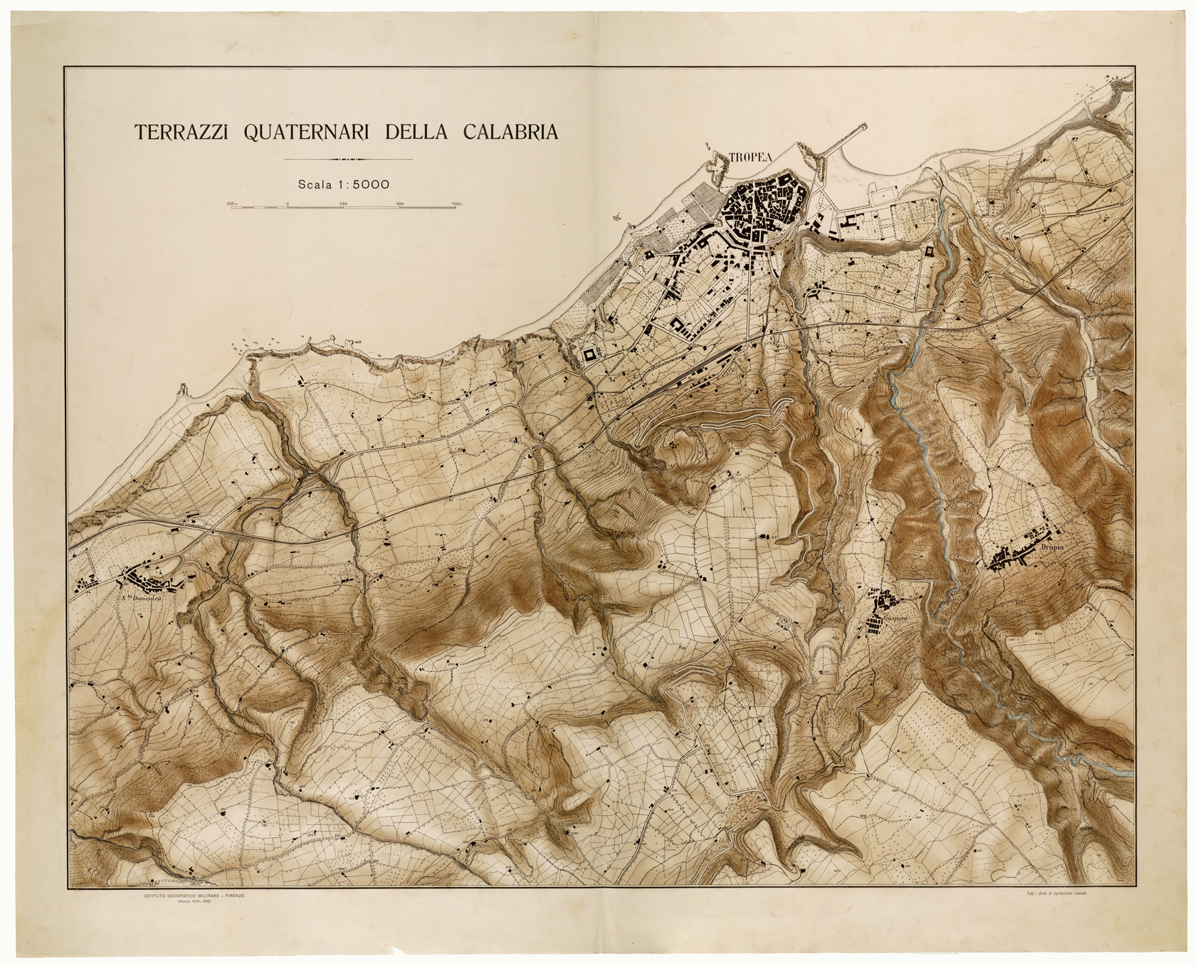 (N:26016) TERRAZZI QUATERNARI DELLA CALABRIA (CA009216) Carte e stampe antiche: riproduzione a colori su carta (formato A1)