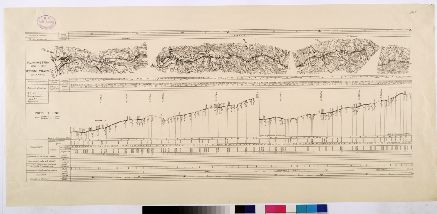 (N:26041) RETE DELLE STRADE STATALI DEL COMPARTIMENTO DELLA TOSCANA. (CA009242) Carte e stampe antiche: riproduzione a colori su carta (formato A1)