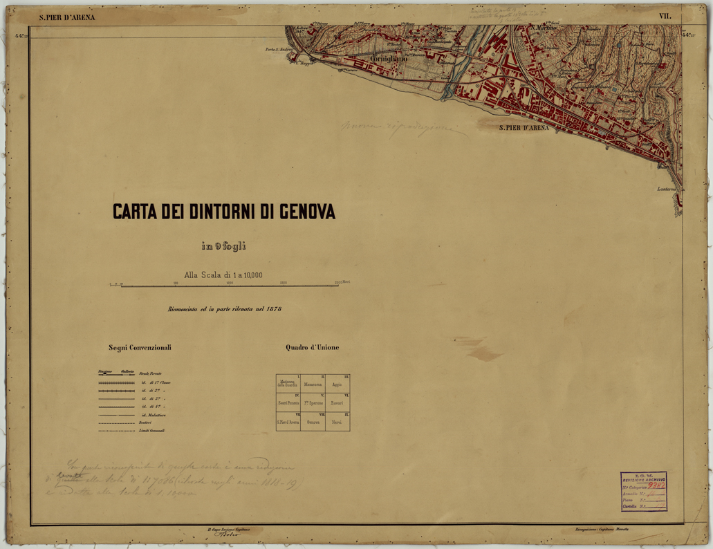 (N:26210) CARTA DEI DINTORNI DI GENOVA - FOGLIO VII. (CA009424) Carte e stampe antiche: riproduzione a colori su carta (formato A1)