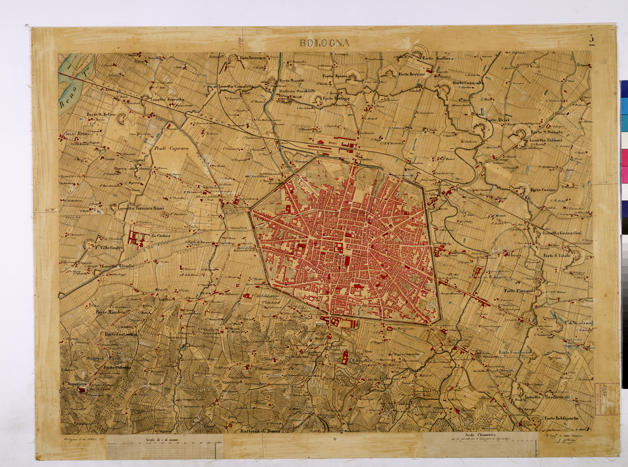 (N:26217) BOLOGNA E DINTORNI - BOLOGNA FOGLIO 5. (CA009431) Carte e stampe antiche: riproduzione a colori su carta (formato A1)