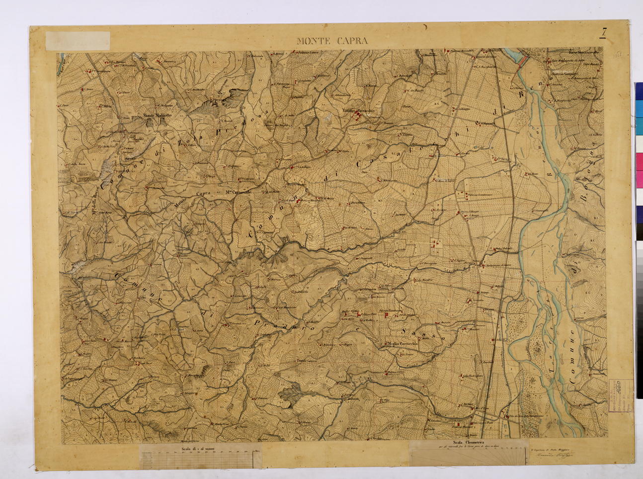 (N:26220) BOLOGNA E DINTORNI - MONTE CAPRA FOGLIO 7. (CA009434) Carte e stampe antiche: riproduzione a colori su carta (formato A1)