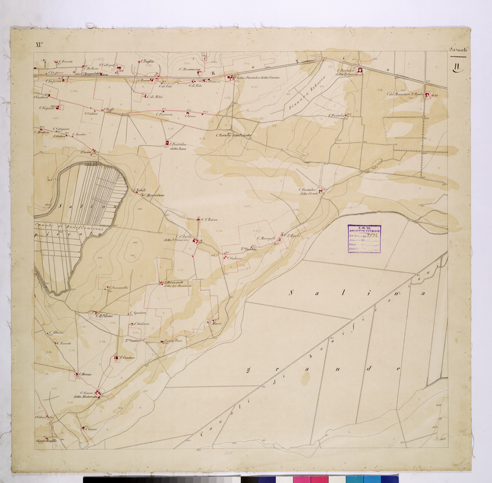 (N:26241) PIANTA TOPOGRAFICA DI TARANTO E DINTORNI LEVATA 1 10.000 NELL'ANNO 1862 - FOGLIO 11. (CA009455) Carte e stampe antiche: riproduzione a colori su carta (formato A1)