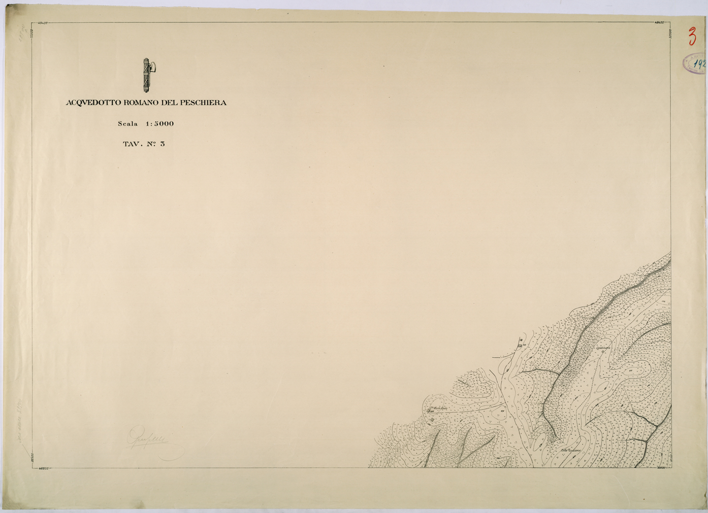 (N:26286) ACQUEDOTTO ROMANO DEL PESCHIERA - TAVOLA 3. (CA009502) Carte e stampe antiche: riproduzione a colori su carta (formato A1)