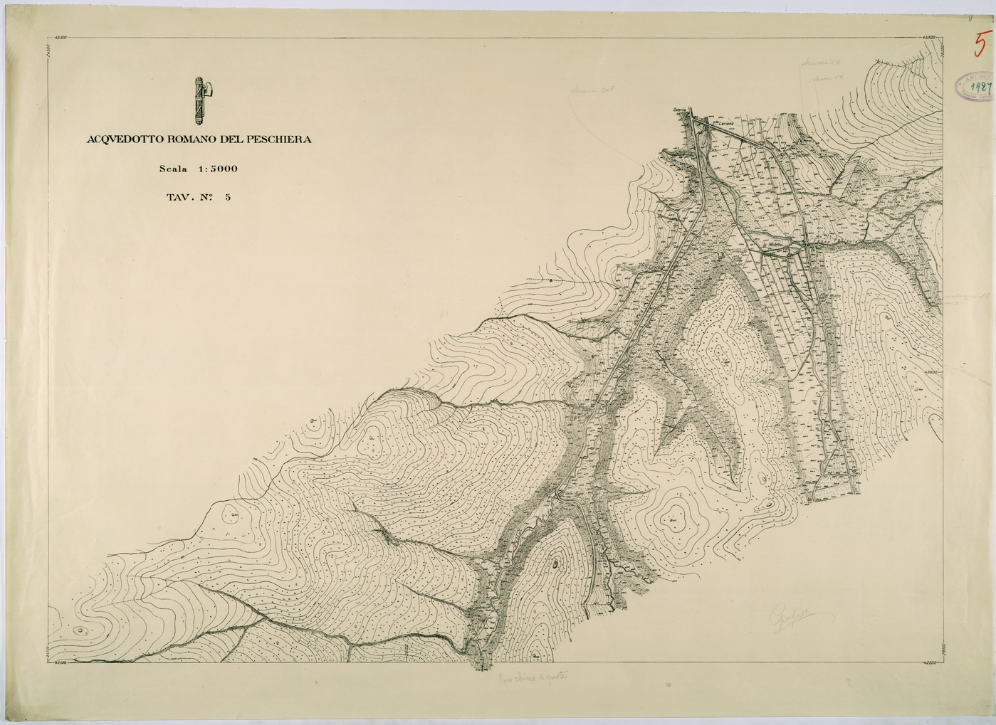 (N:26288) ACQUEDOTTO ROMANO DEL PESCHIERA -TAVOLA 5. (CA009504) Carte e stampe antiche: riproduzione a colori su carta (formato A1)