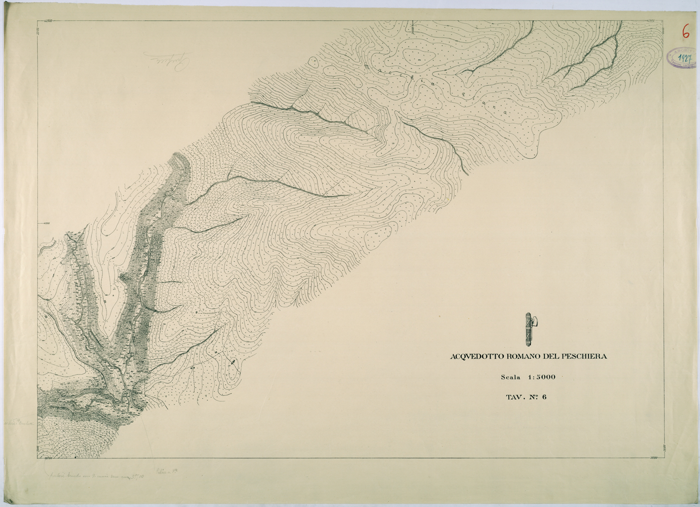 (N:26289) ACQUEDOTTO ROMANO DEL PESCHIERA - FOGLIO 6. (CA009505) Carte e stampe antiche: riproduzione a colori su carta (formato A1)