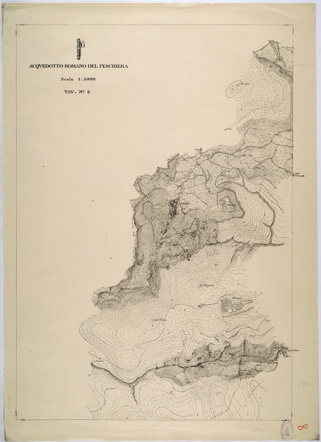(N:26291) ACQUEDOTTO ROMANO DEL PESCHIERA - TAVOLA 8. (CA009507) Carte e stampe antiche: riproduzione a colori su carta (formato A1)
