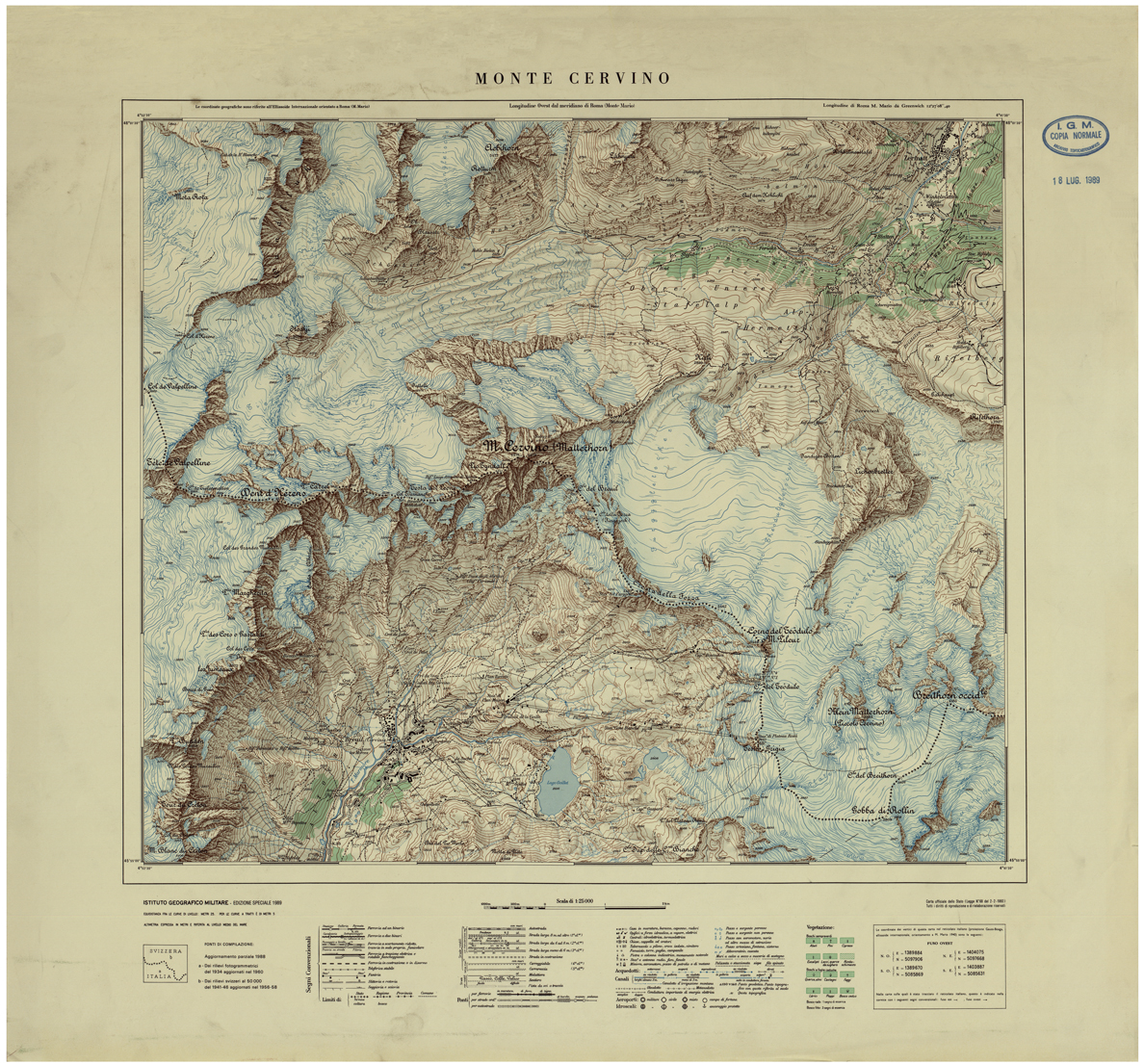 (N:26297) MONTE CERVINO (CA009513) Carte e stampe antiche: riproduzione a colori su carta (formato A1)