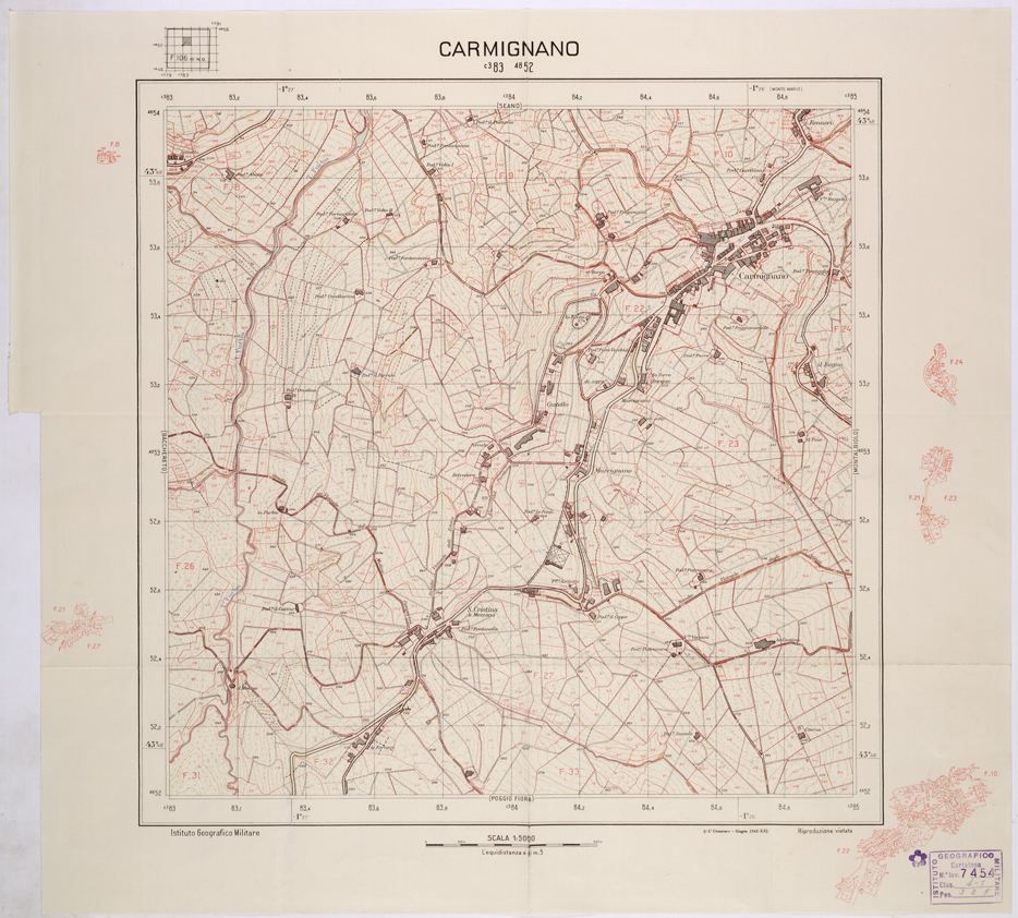 (N:26307) CARMIGNANO. (CA009523) Carte e stampe antiche: riproduzione a colori su carta (formato A1)