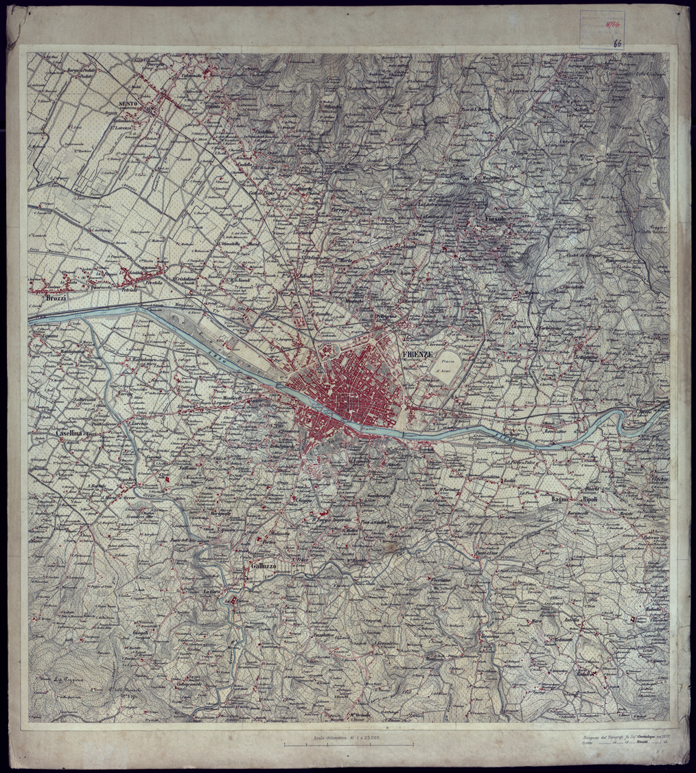 (N:9849) FIRENZE E DINTORNI. (CA009556) Carte e stampe antiche: riproduzione a colori su carta (formato A1)