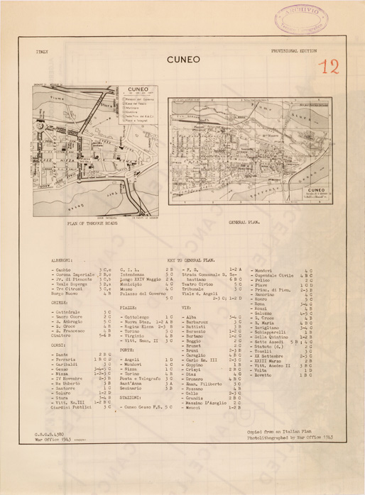 (N:27292) CUNEO (SE001118) Carte e stampe antiche: riproduzione a colori su carta (formato A2)