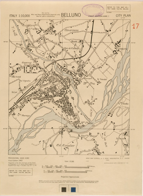 (N:27297) BELLUNO (SE001123) Carte e stampe antiche: riproduzione a colori su carta (formato A2)