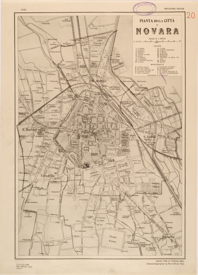 (N:27300) NOVARA (SE001126) Carte e stampe antiche: riproduzione a colori su carta (formato A2)