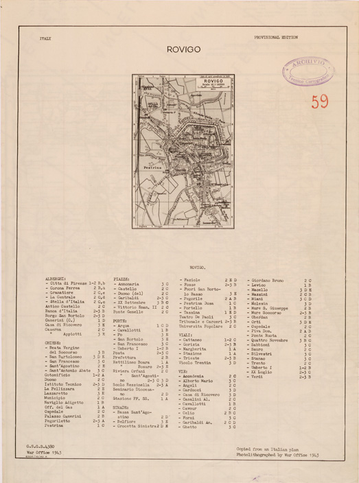 (N:27339) ROVIGO (SE001168) Carte e stampe antiche: riproduzione a colori su carta (formato A2)