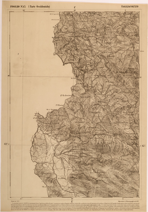 (N:27461) CARTA DELLE PROVINCE MERIDIONALI - FOGLIO 13 PARTE OCCIDENTALE - TAGLIACOZZO (SE001204) Carte e stampe antiche: riproduzione a colori su carta (formato A2)
