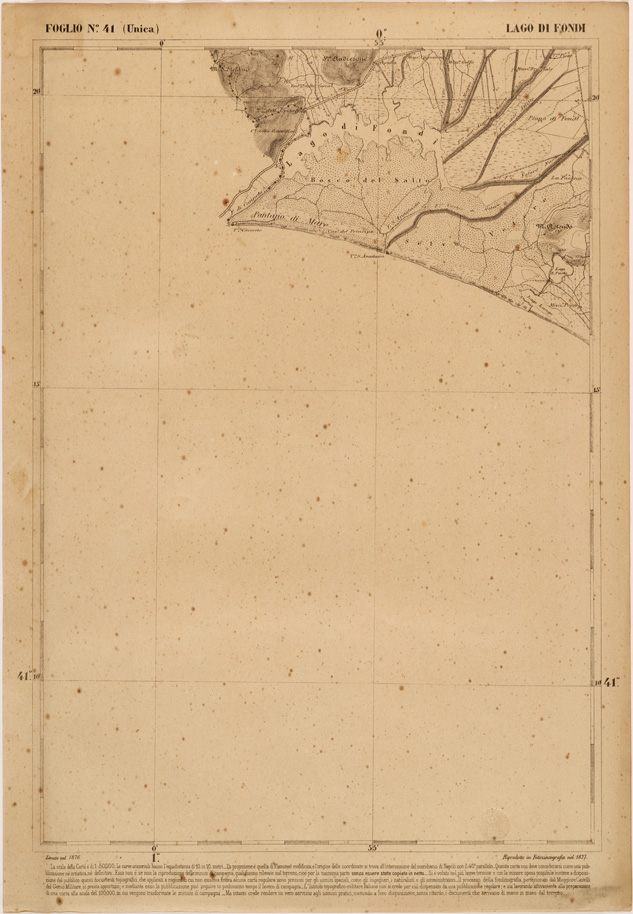 (N:27490) CARTA DELLE PROVINCE MERIDIONALI - FOGLIO 41 - LAGO DI FONDI (SE001233) Carte e stampe antiche: riproduzione a colori su carta (formato A2)