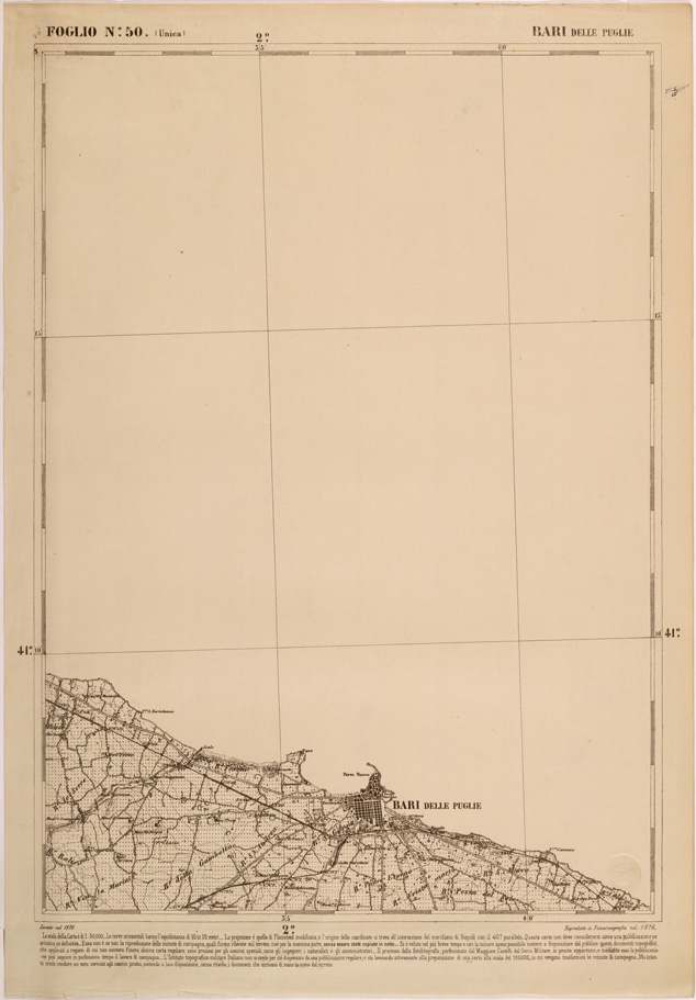 (N:27499) CARTA DELLE PROVINCE MERIDIONALI - FOGLIO 50 - BARI (SE001242) Carte e stampe antiche: riproduzione a colori su carta (formato A2)