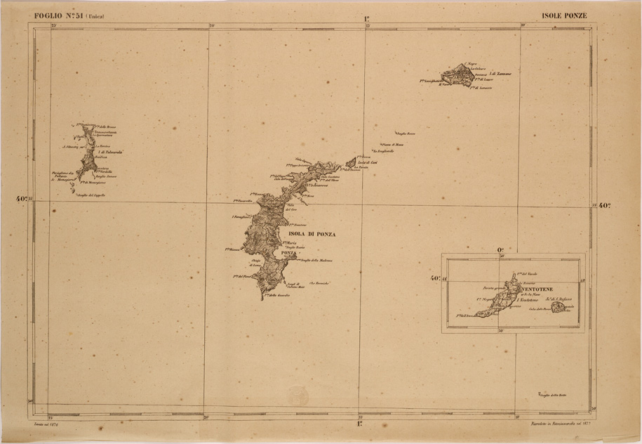 (N:27500) CARTA DELLE PROVINCE MERIDIONALI - FOGLIO 51 - ISOLE PONZE (SE001243) Carte e stampe antiche: riproduzione a colori su carta (formato A2)