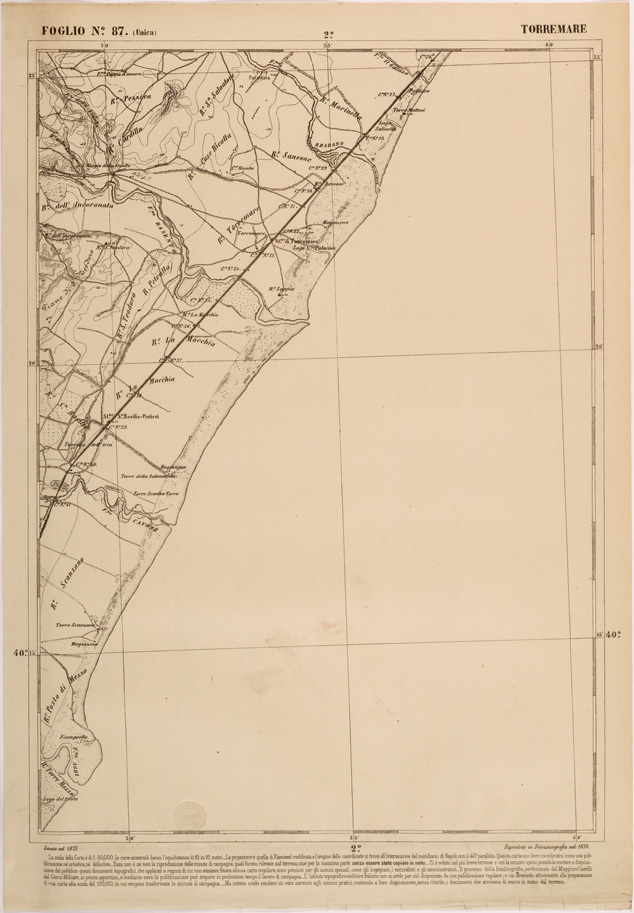 (N:27553) CARTA DELLE PROVINCE MERIDIONALI - FOGLIO 87 - TORREMARE (SE001279) Carte e stampe antiche: riproduzione a colori su carta (formato A2)