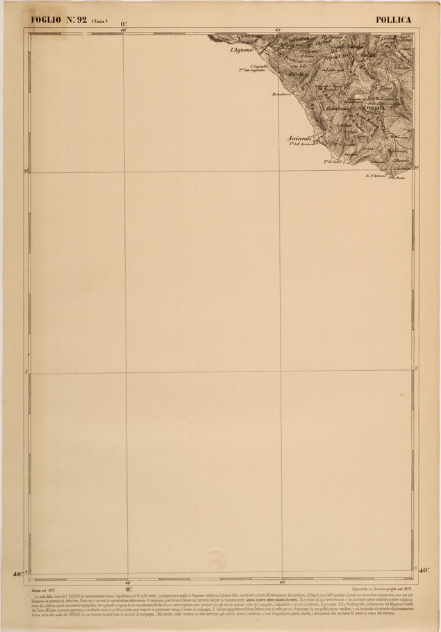 (N:27558) CARTA DELLE PROVINCE MERIDIONALI - FOGLIO 92 - POLLICA (SE001284) Carte e stampe antiche: riproduzione a colori su carta (formato A2)