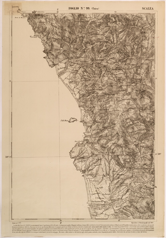(N:27565) CARTA DELLE PROVINCE MERIDIONALI - FOGLIO 99 - SCALEA (SE001291) Carte e stampe antiche: riproduzione a colori su carta (formato A2)