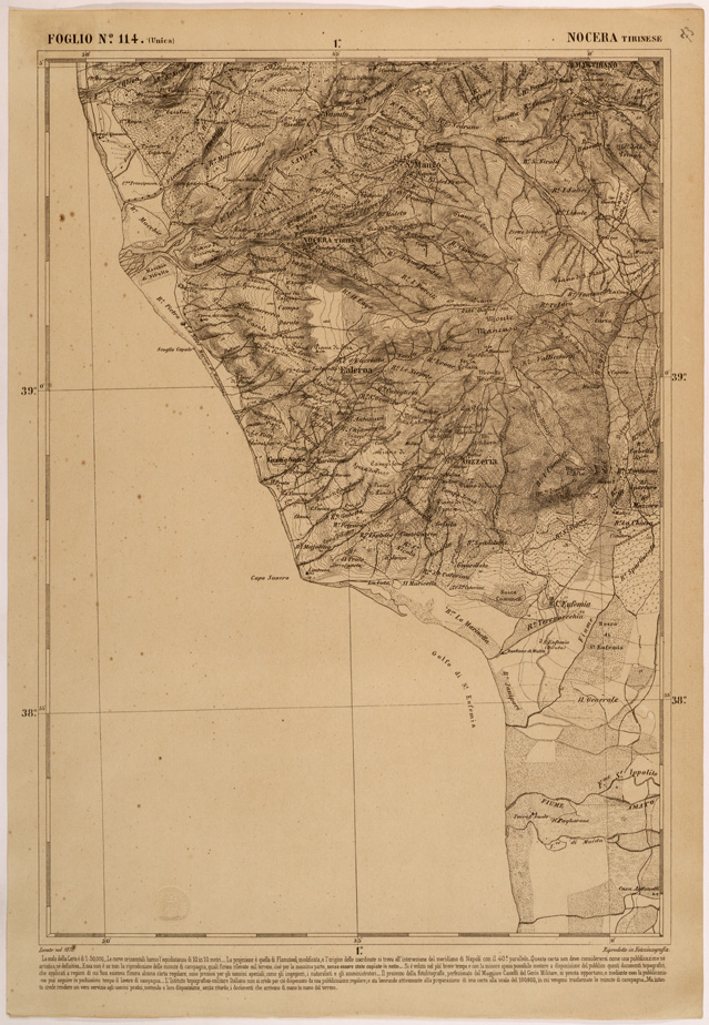 (N:27582) CARTA DELLE PROVINCE MERIDIONALI - FOGLIO 114 - NOCERA TIRINESE (SE001308) Carte e stampe antiche: riproduzione a colori su carta (formato A2)