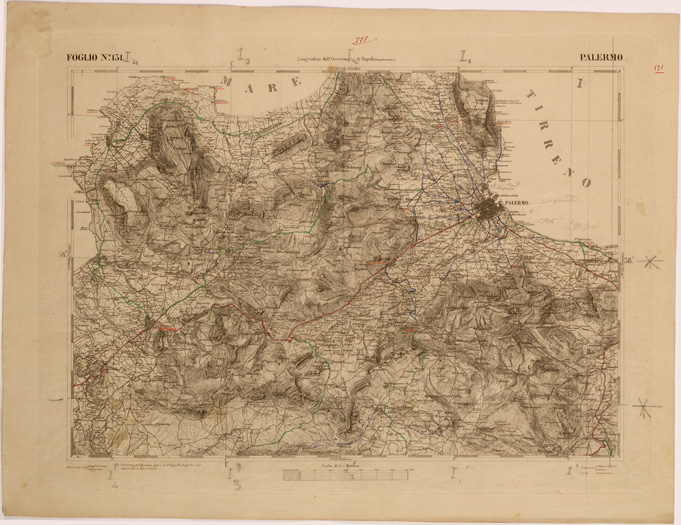 (N:27661) CARTA DELLA SICILIA - PALERMO FOGLIO 131. (SE001469) Carte e stampe antiche: riproduzione a colori su carta (formato A2)