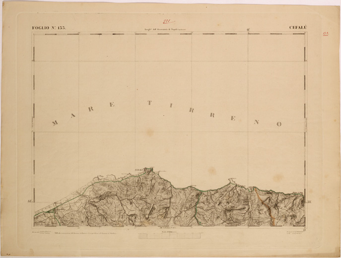 (N:27663) CARTA DELLA SICILIA - CEFALU' FOGLIO 133. (SE001471) Carte e stampe antiche: riproduzione a colori su carta (formato A2)
