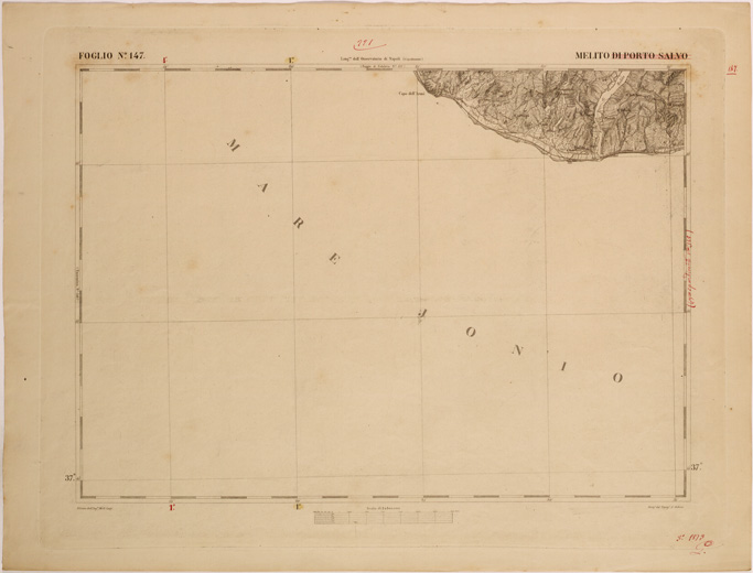 (N:27676) CARTA DELLA SICILIA - MELITO DI PORTO S. SALVO FOGLIO 147. (SE001484) Carte e stampe antiche: riproduzione a colori su carta (formato A2)