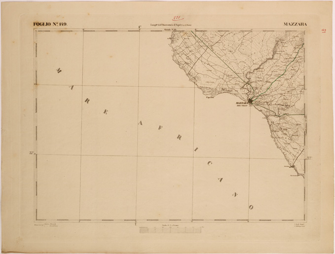 (N:27677) CARTA DELLA SICILIA - MAZZARA FOGLIO 149. (SE001485) Carte e stampe antiche: riproduzione a colori su carta (formato A2)
