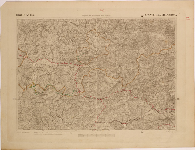 (N:27681) CARTA DELLA SICILIA - S. CATERINA VILLARMOSA FOGLIO 153. (SE001489) Carte e stampe antiche: riproduzione a colori su carta (formato A2)