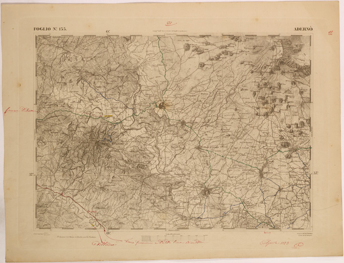 (N:27683) CARTA DELLA SICILIA - ADERNO' FOGLIO 155. (SE001491) Carte e stampe antiche: riproduzione a colori su carta (formato A2)