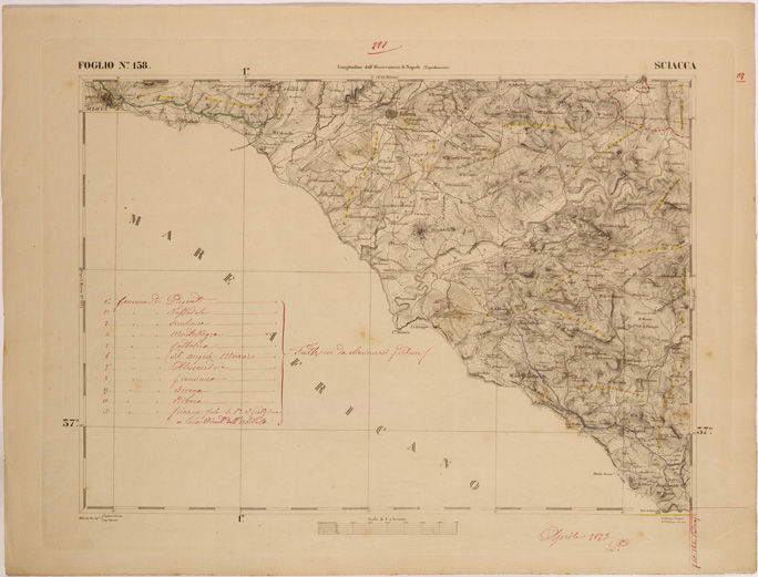 (N:27685) CARTA DELLA SICILIA - SCIACCA FOGLIO 158. (SE001493) Carte e stampe antiche: riproduzione a colori su carta (formato A2)