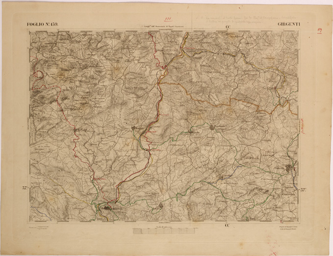 (N:27686) CARTA DELLA SICILIA - GIRGENTI FOGLIO 159. (SE001494) Carte e stampe antiche: riproduzione a colori su carta (formato A2)