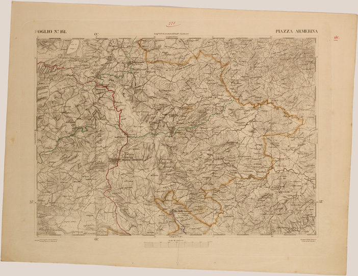 (N:27688) CARTA DELLA SICILIA - PIAZZA ARMERINA FOGLIO 161. (SE001496) Carte e stampe antiche: riproduzione a colori su carta (formato A2)