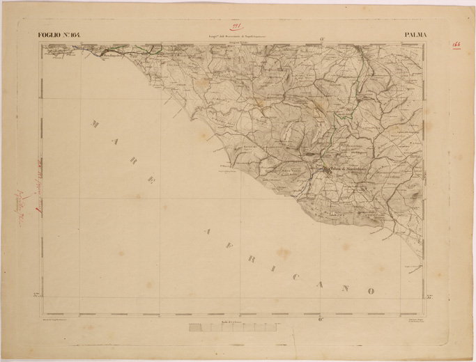 (N:27691) CARTA DELLA SICILIA - PALMA FOGLIO 164. (SE001499) Carte e stampe antiche: riproduzione a colori su carta (formato A2)