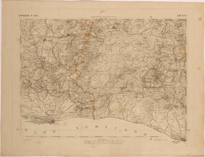 (N:27692) CARTA DELLA SICILIA - LICATA FOGLIO 165. (SE001500) Carte e stampe antiche: riproduzione a colori su carta (formato A2)