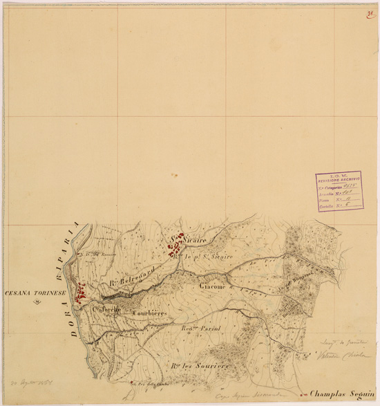 (N:28195) VALLE DORIA E BARDONECCHIA - FOGLIO 38 (SE001906) Carte e stampe antiche: riproduzione a colori su carta (formato A2)
