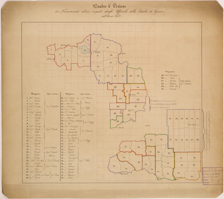 (N:28230) VALLE DORIA ( MONCENISIO - NOVALESA - VALLETTE - PELVO ) - QUADRO D'UNIONE (SE001921) Carte e stampe antiche: riproduzione a colori su carta (formato A2)